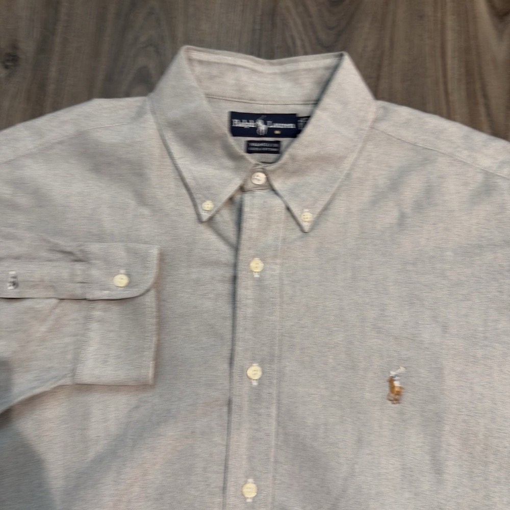 Polo Ralph Lauren Yarmouth Button Down Solid Long Sleeve Gray 17.5/33